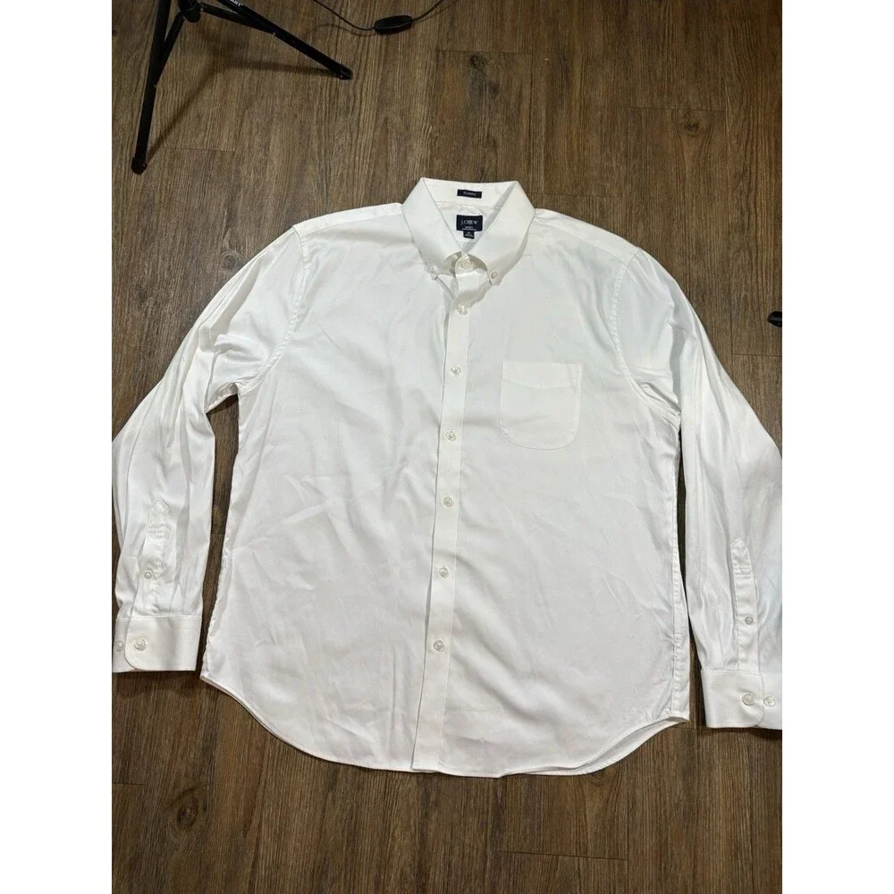 J.Crew Mens Size XL Dress Shirt White Bowery Performance Oxford Cloth OCBD